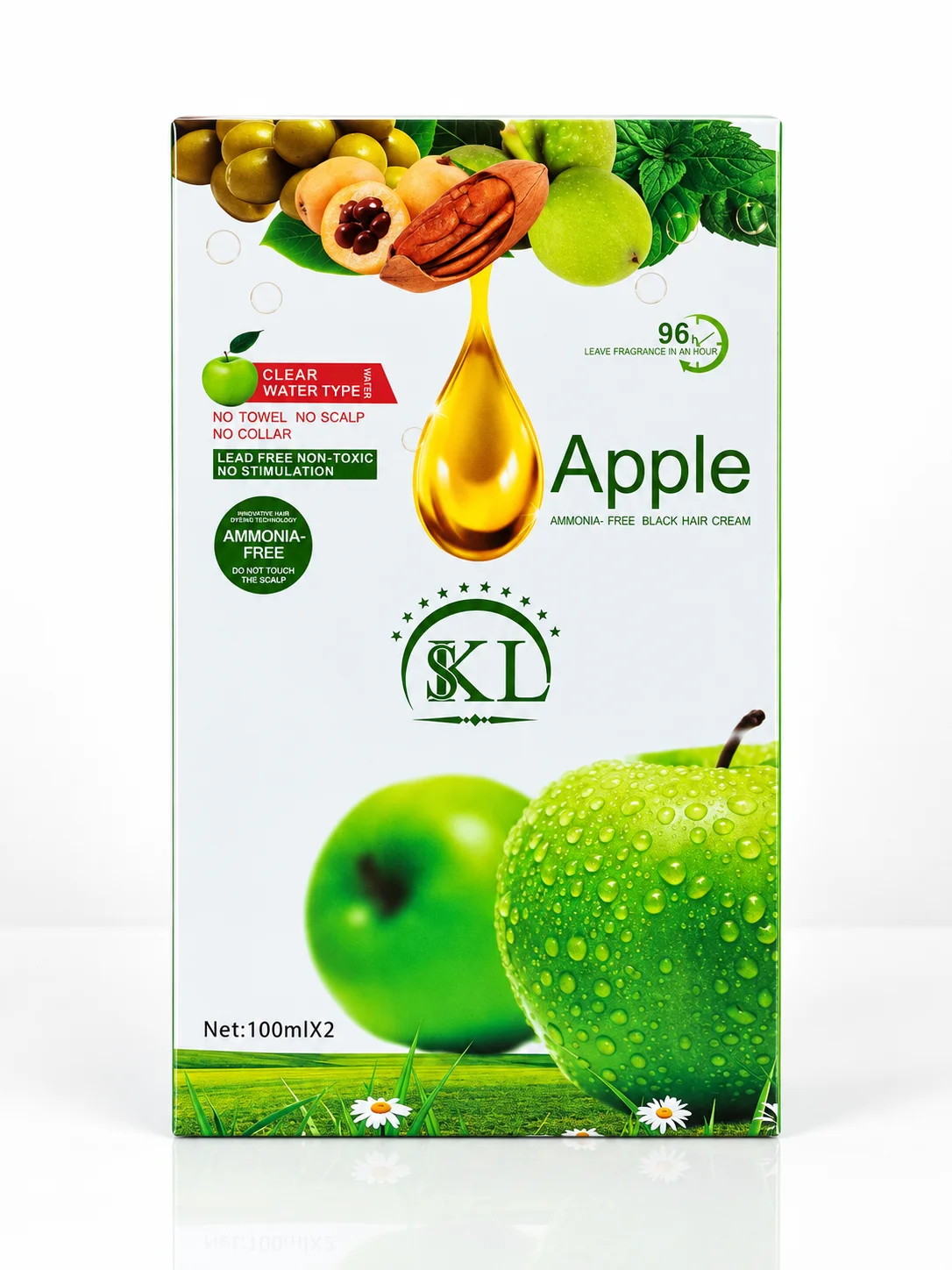 SKL Apple Hair Color Cream 100ml Dark Brown and Black hair coloring kit