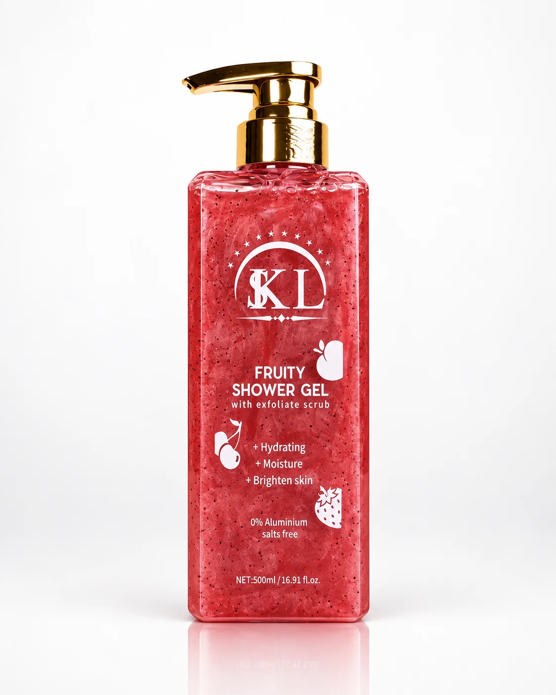 SKL Fruity Shower Gel Strawberry 500ml with exfoliating scrub